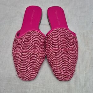 Chocolat BLU* Pink Woven Raffia* Slip-On Mules* EU39/US 8.5-9